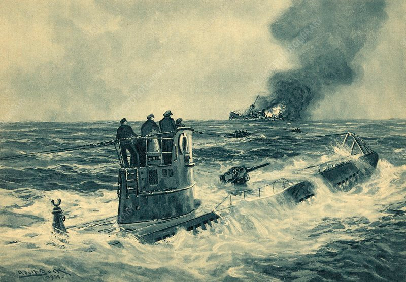 German submarines causing havoc in the Atlantic的 Ocean